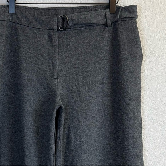 J Jill Ponte Knit Full Leg Dark Grey Wide Straight Buckled Career Crop Pants LG - Picture 2 of 9